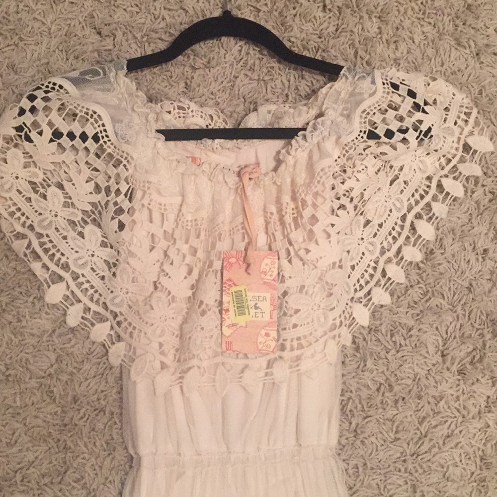 Off white. Off the shoulder. Maxi dress. Size XS